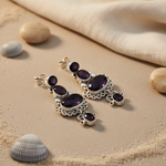 Load image into Gallery viewer, 925 Silver Purple Gemstone Drop Earrings for Women | Gift Jewelry
