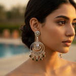 将图像加载到图库查看器中， 925纯银宝石圆形吊坠耳环 | 女士珠宝
