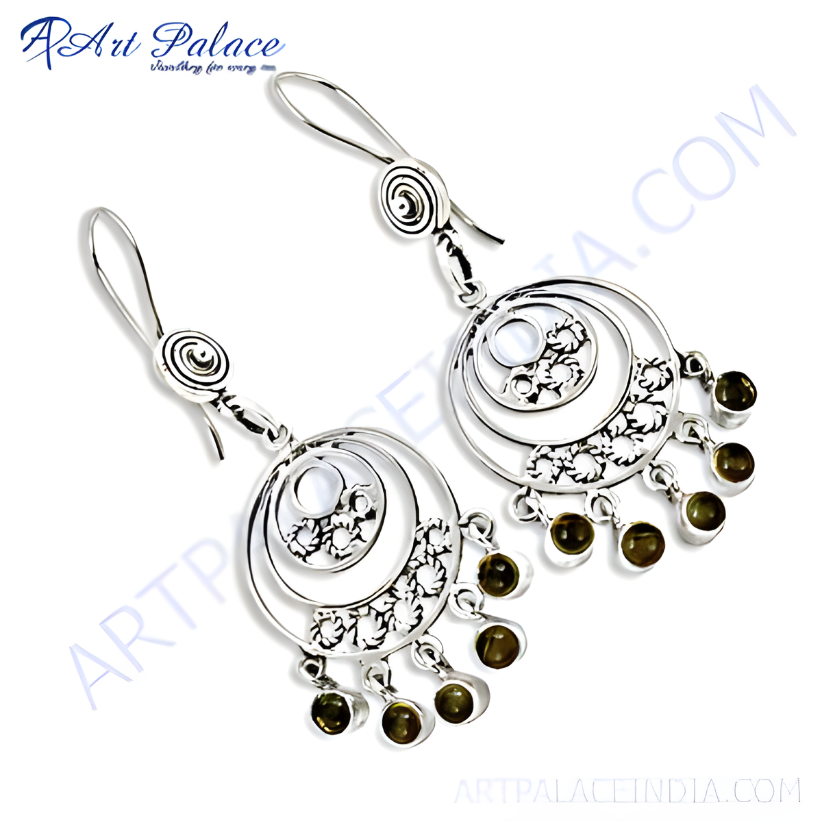 925 sterling silver dangle earrings featuring a circle design with gemstones, perfect for any occasion
