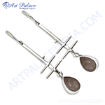 Load image into Gallery viewer, 925 sterling silver drop earrings with pear-shaped rose quartz gemstones.
