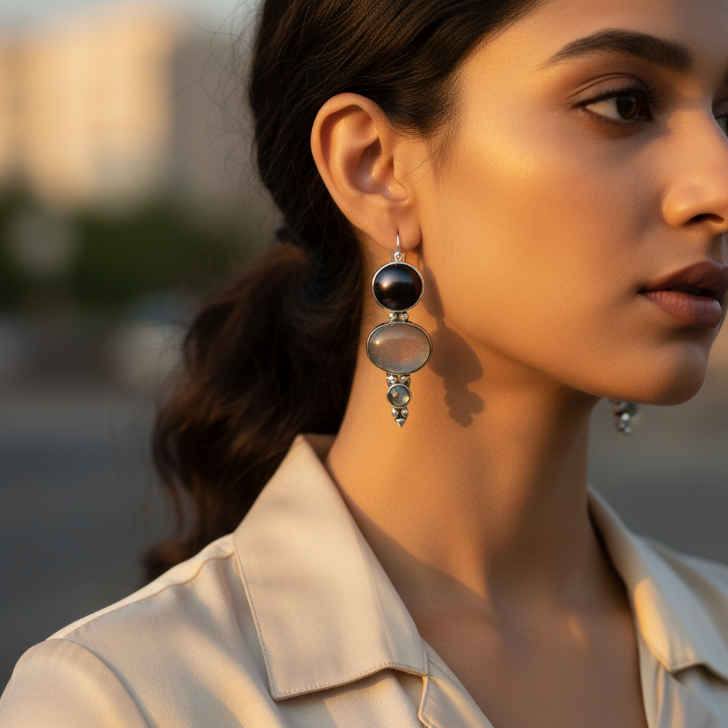 925 Silver Gemstone Drop Earrings for Women | Dangle Earrings