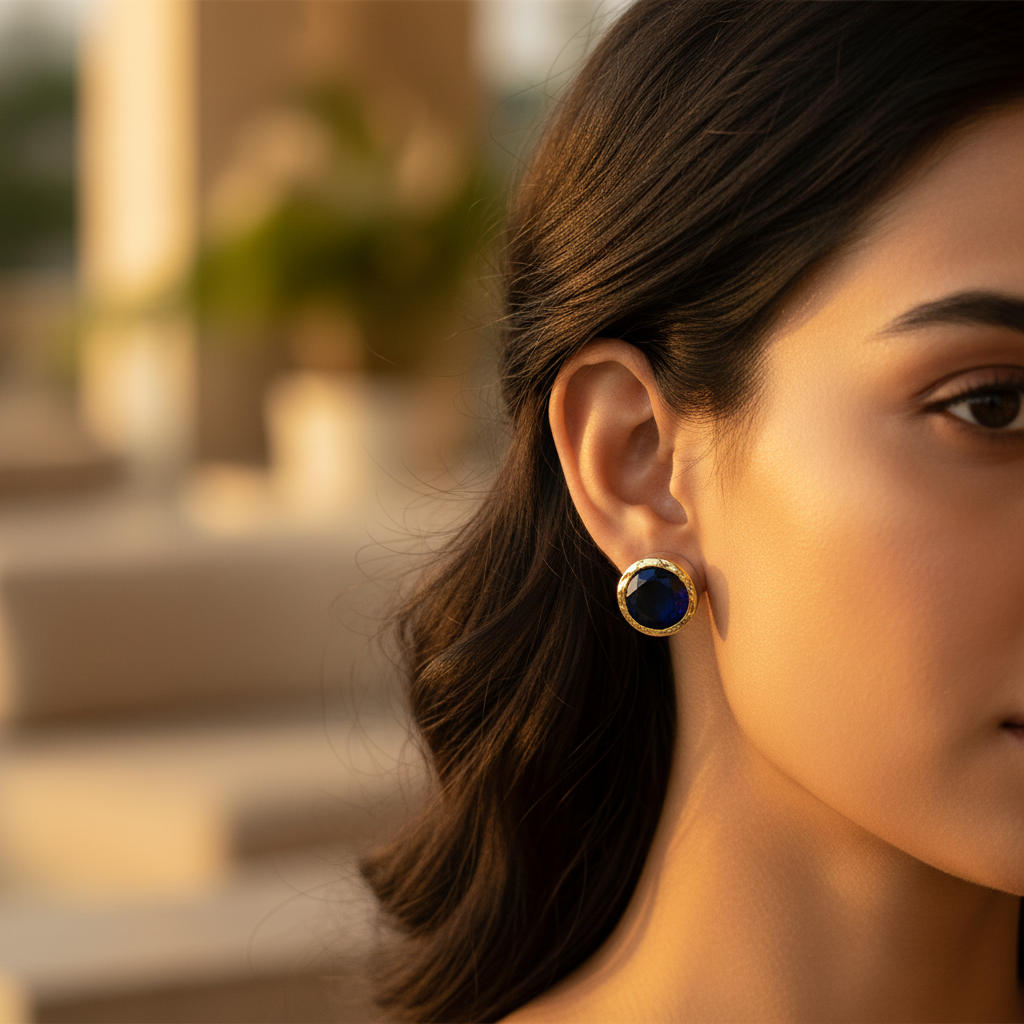 925 Silver Black Gemstone Stud Earrings for Women | Gift