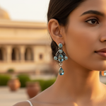 将图像加载到图库查看器中， 925纯银蓝色托帕石水滴耳环，女士款 | 礼物
