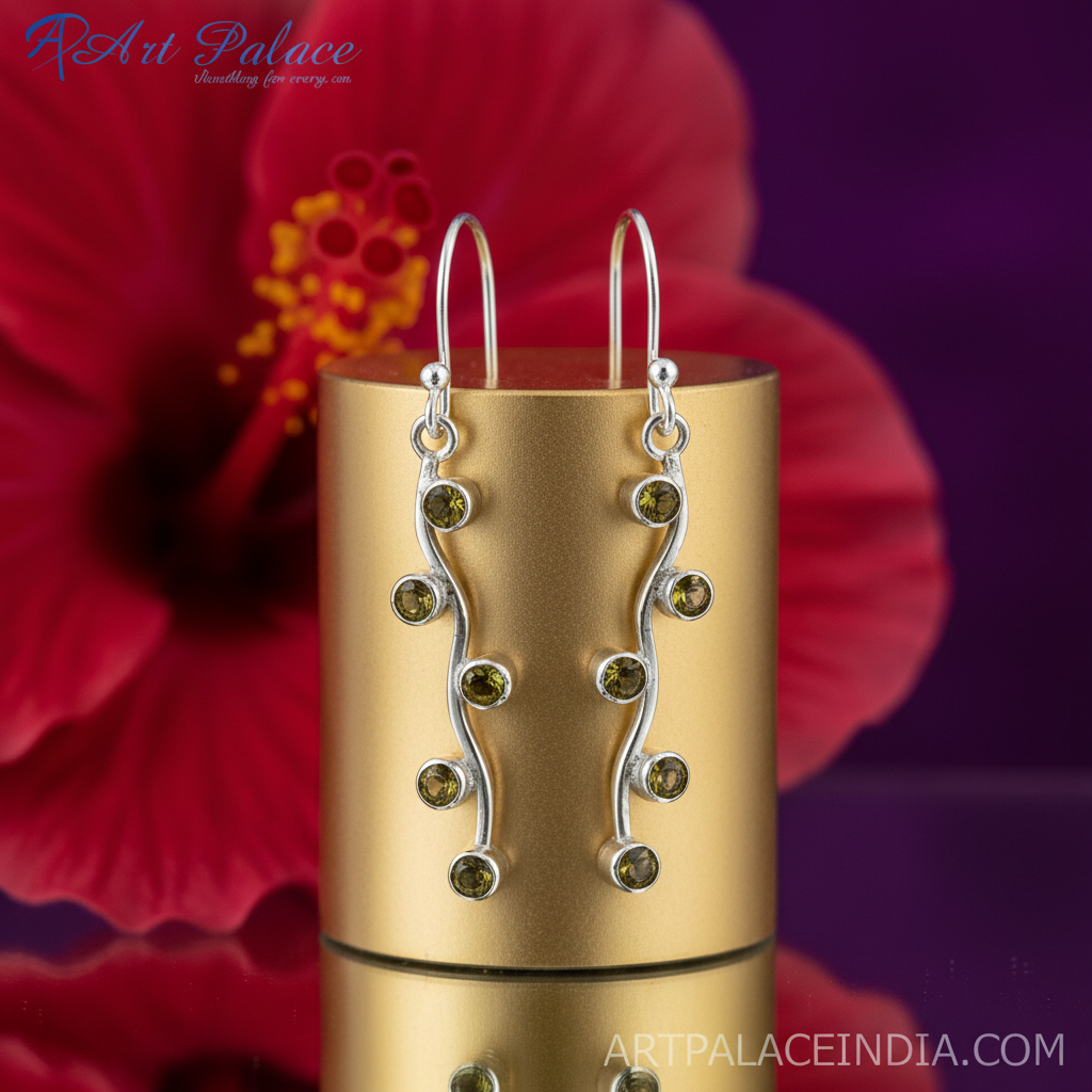 925纯银黄水晶水滴耳环（女士款）| 精致首饰