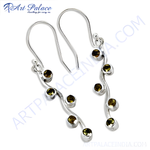 将图像加载到图库查看器中， 925 sterling silver drop earrings with citrine gemstones, elegant design
