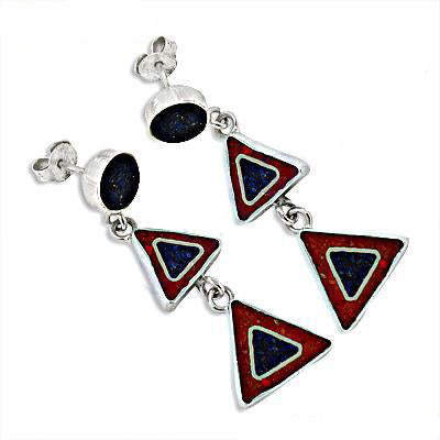 925 Silver Lapis Lazuli Drop Earrings | Geometric Jewelry