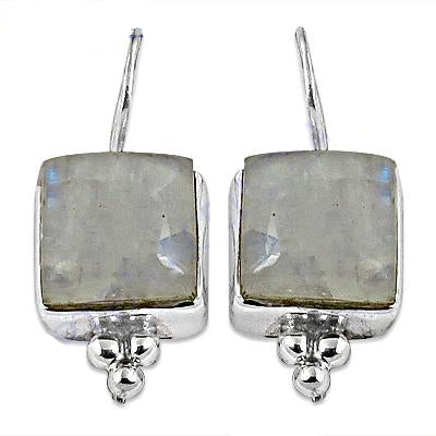 925 Silver Moonstone Square Drop Earrings for Women | Gift