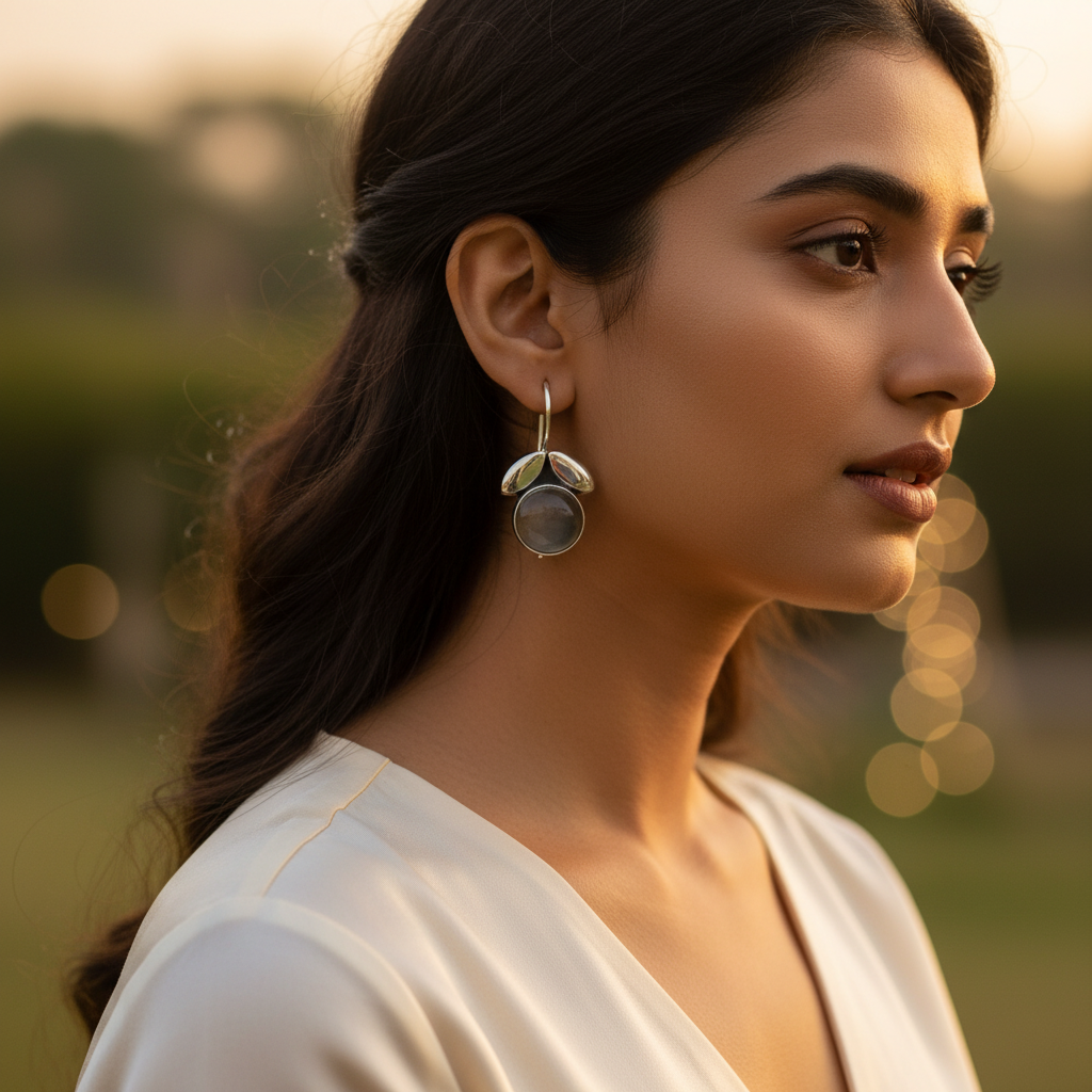 925 Silver Moonstone Drop Earrings for Women | Gemstone Jewelry