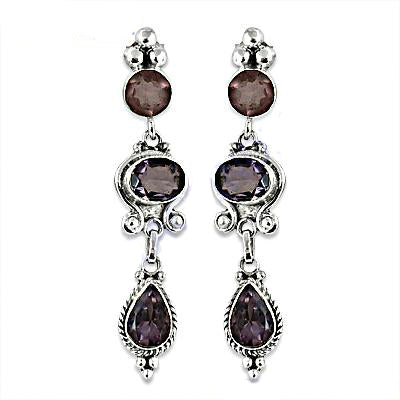 925 Silver Amethyst Drop Earrings for Women | Gemstone Jewelry