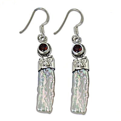 925 Silver Freshwater Pearl Garnet Earrings | Women's Jewelry