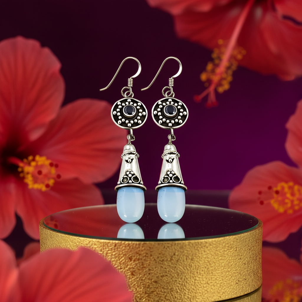 925 Sterling Silver Blue Gemstone Earrings for Women | Gift