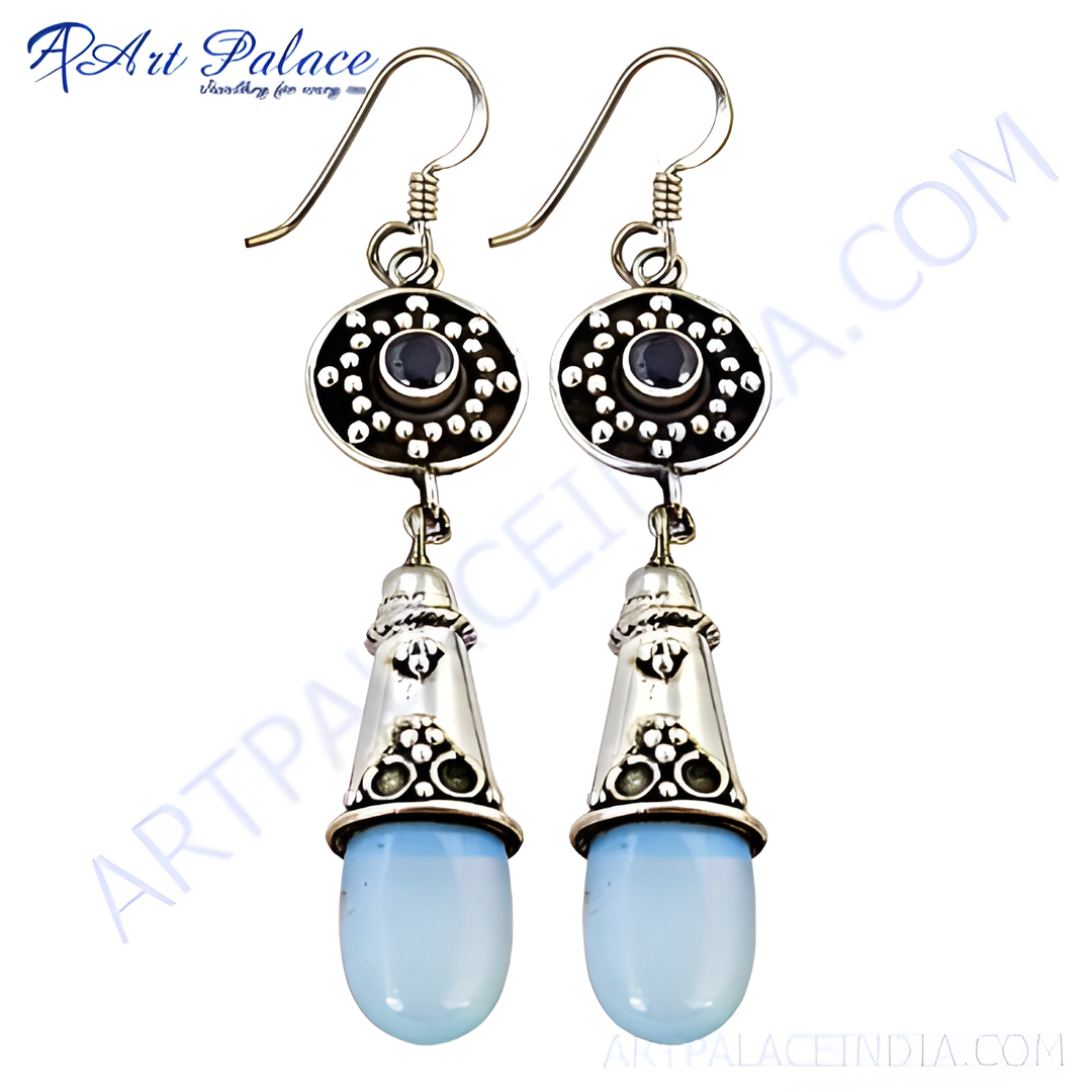 925 sterling silver dangle earrings with blue gemstone drops, a perfect gift for women.