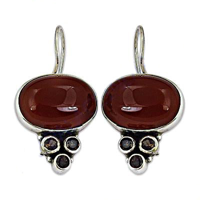 925 Silver Carnelian Drop Earrings for Women | Gemstone Jewelry