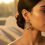 Load image into Gallery viewer, 925 Silver Garnet Hexagon Earrings for Women | Dangle Jewelry
