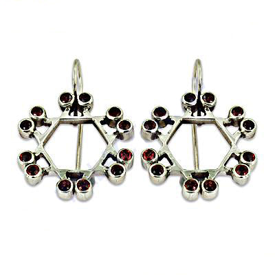 925 silver garnet hexagon earrings for women | dangle jewelry