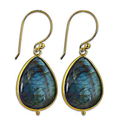 gold plating Labradorite Teardrop Earrings for Women | Gemstone Jewelry