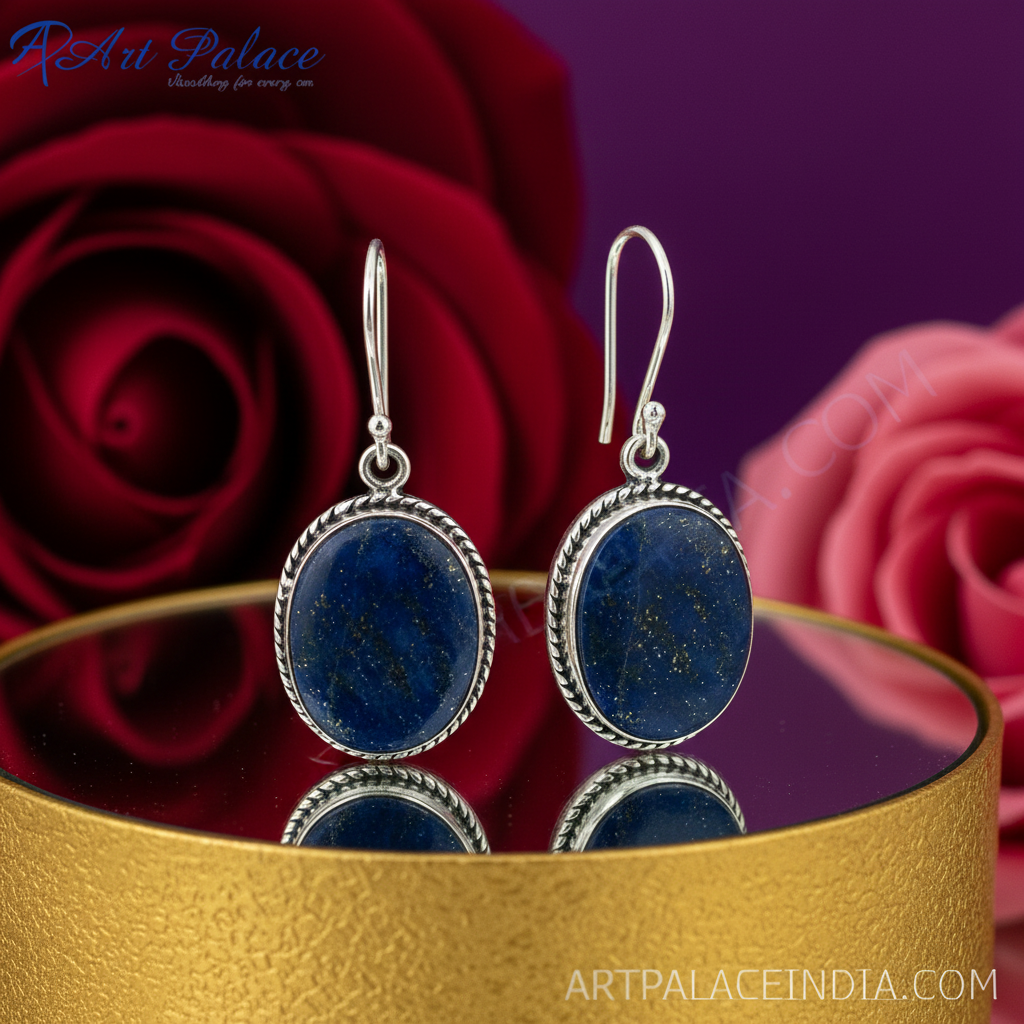 925 silver lapis lazuli drop earrings for women | gemstone jewelry