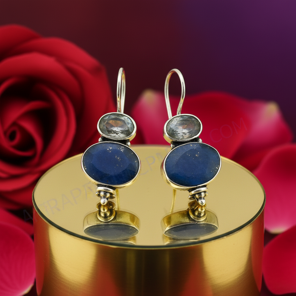 Pendientes de plata 925 con piedra azul para mujer | Joyas colgantes