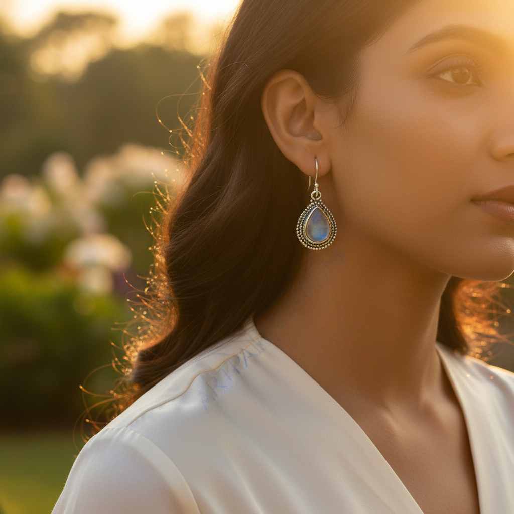 925 Silver Moonstone Teardrop Earrings for Women | Gift