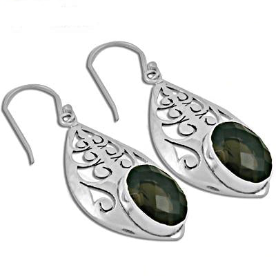 925 Silver Teardrop Earrings with Green Gemstone for Women