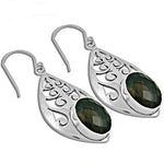 Load image into Gallery viewer, 925 Silver Teardrop Earrings with Green Gemstone for Women
