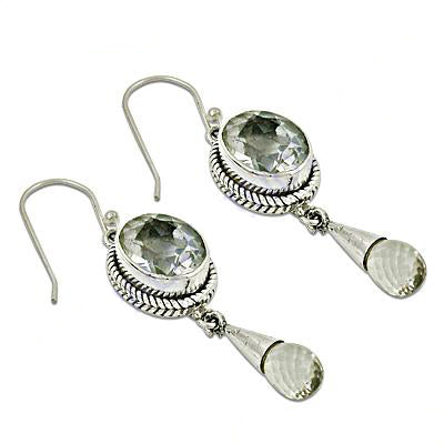 925 Silver Green Amethyst Earrings for Women | Dangle Jewelry
