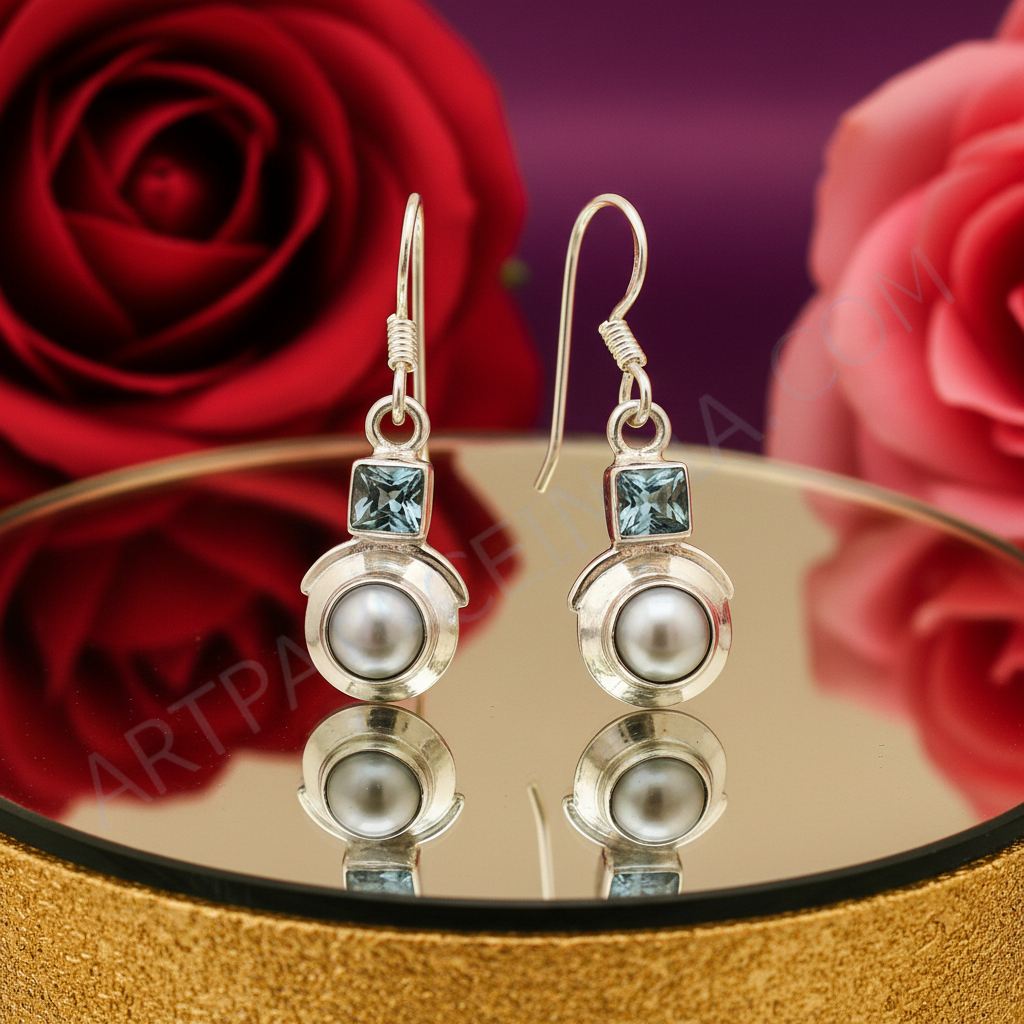925 Sterling Silver Pearl & Gemstone Earrings for Women
