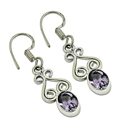 925 silver amethyst drop earrings for women | gemstone jewelry