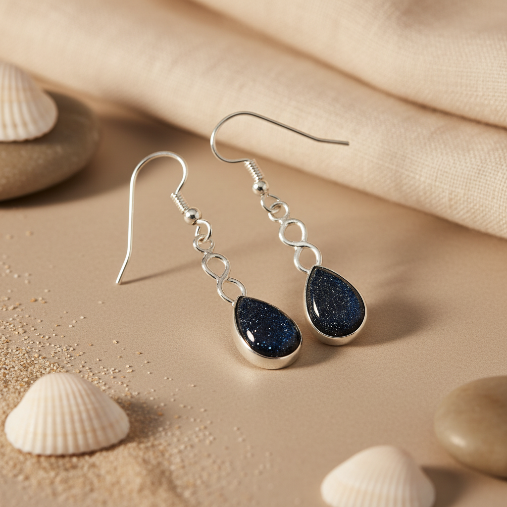 Silver Blue Sandstone Drop Earrings | Women's Fashion Jewelry