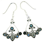 Load image into Gallery viewer, 925 Silver Labradorite Earrings | Fan Shape | Women's Jewelry
