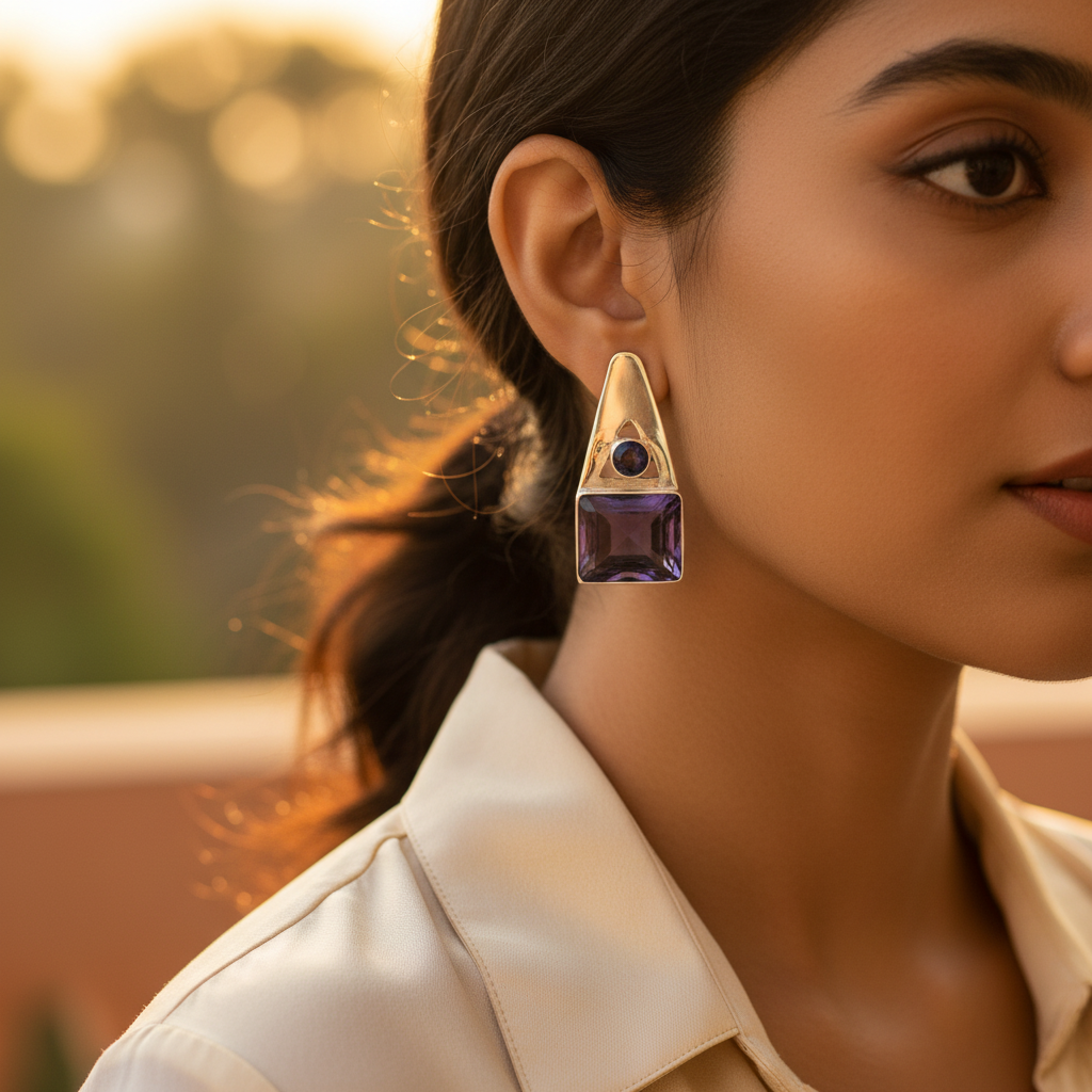 925 silver amethyst earrings for women | gemstone jewelry
