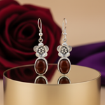 Load image into Gallery viewer, 925 Silver Flower Drop Earrings | Brown Stone | For Women
