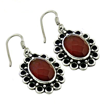 925 Silver Carnelian Drop Earrings for Women | Gemstone Jewelry