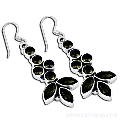 925 Silver Green Gemstone Earrings for Women | Dangle Jewelry
