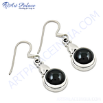 Load image into Gallery viewer, 925 sterling silver dangle earrings with round black onyx gemstones, perfect for any occasion.
