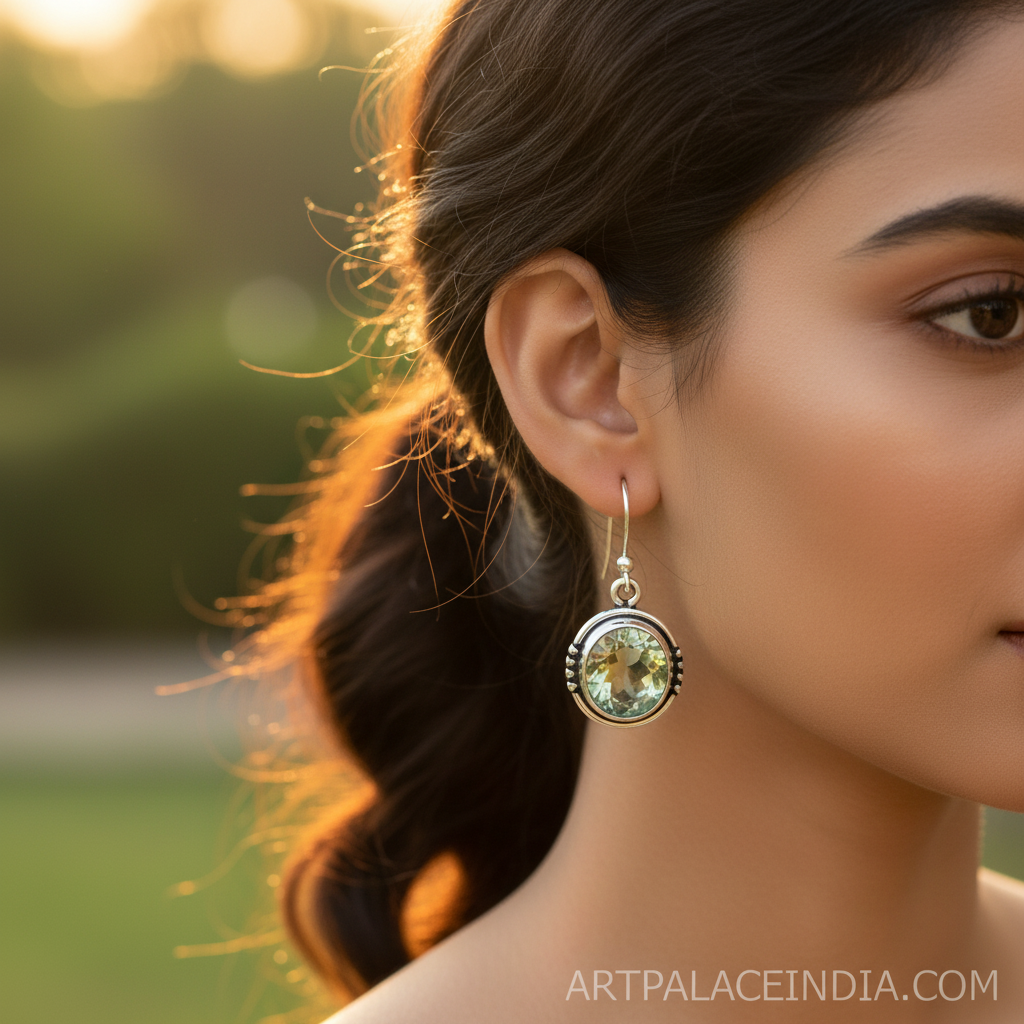 925 silver green amethyst drop earrings for women | gift