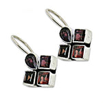 Load image into Gallery viewer, 925 Silver Garnet Earrings | Square Studs for Women
