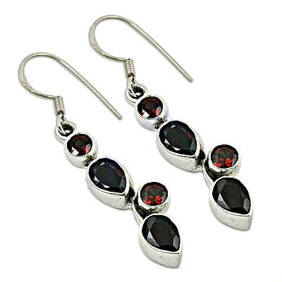 925 Silver Garnet Drop Earrings for Women | Gemstone Jewelry