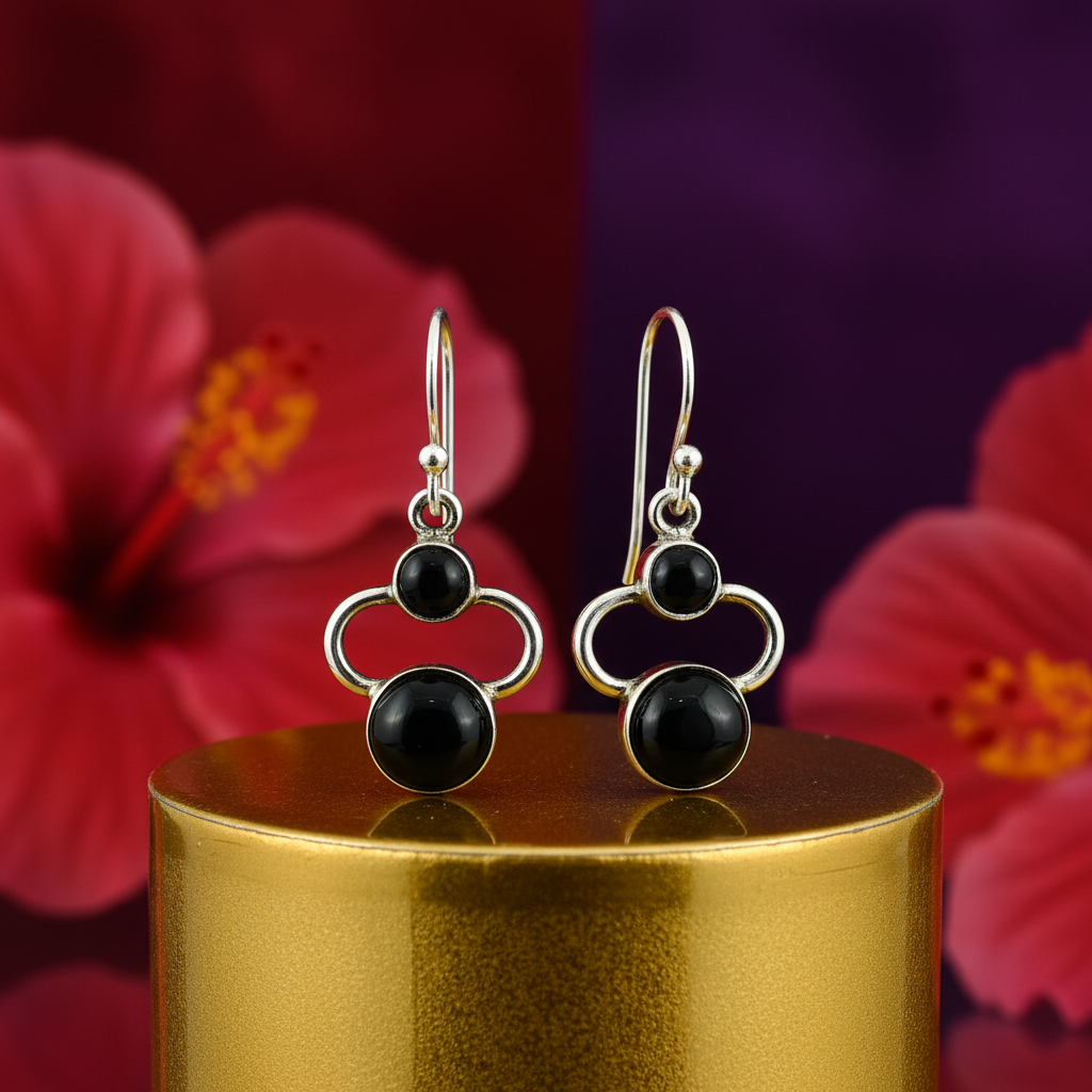 925 Silver Black Onyx Earrings for Women | Daily Wear