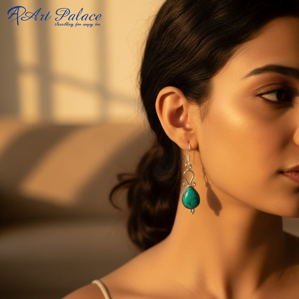 925 silver turquoise teardrop earrings for women | gift jewelry