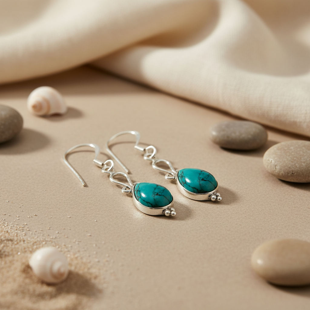 925 Silver Turquoise Teardrop Earrings for Women | Gift Jewelry