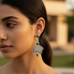 将图像加载到图库查看器中， 925 Silver Leaf Turquoise Earrings for Women | Dainty Jewelry
