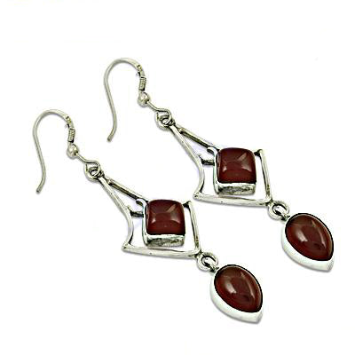 925 Silver Carnelian Drop Earrings for Women | Gemstone Jewelry