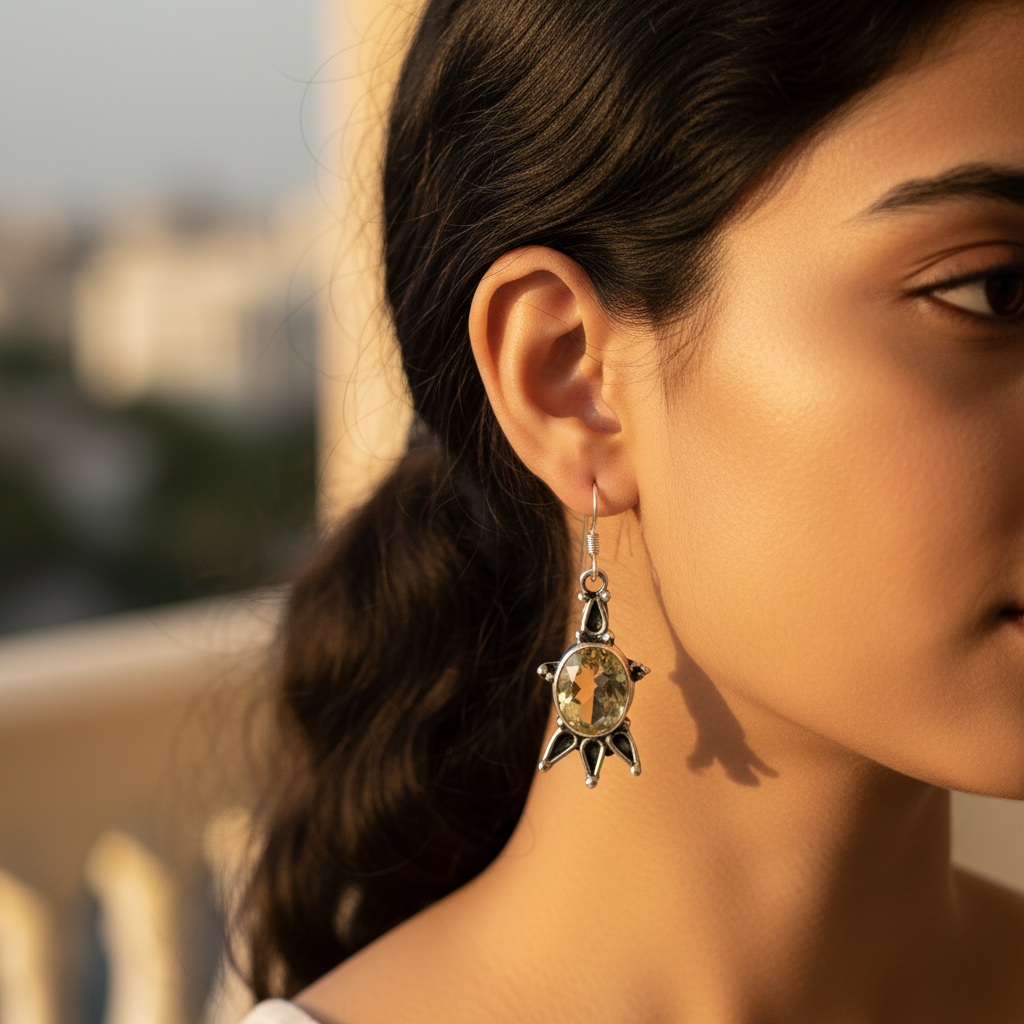 925 Silver Citrine Gemstone Earrings for Women | Gift Jewelry