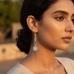 Load image into Gallery viewer, Pendientes de piedra lunar en plata de ley 925 para mujer | Regalo
