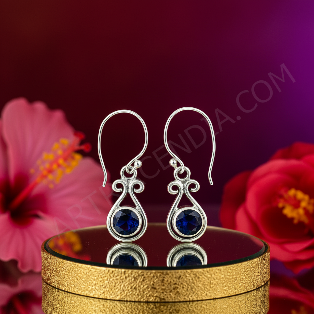 925 Sterling Silver Sapphire Drop Earrings for Women | Gift