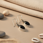 将图像加载到图库查看器中， 925 Silver Onyx Earrings for Women | Black Gemstone Jewelry
