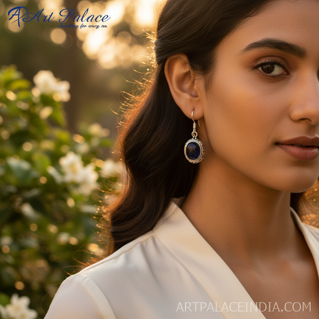 Pendientes colgantes de piedra azul en plata 925 para mujer | joyas de regalo