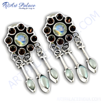 Load image into Gallery viewer, 925 sterling silver dangle earrings with moonstone and gemstones.
