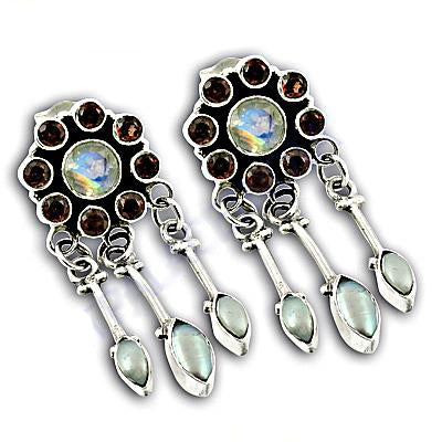 925 Silver Moonstone Dangle Earrings for Women | Gift Jewelry